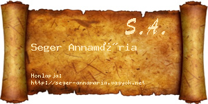 Seger Annamária névjegykártya